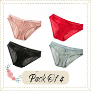 Women's Lace Floral Sexy Brief | Women High-Cut Brief Underwear Collection Pack Of 4 | Comfy Brief Women Collection Set Perfect Women Panty