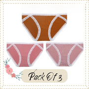Cotton Lace Briefs Set for Women | Pack of 3 High-Cut Sexy Women's Brief Panties | Women Comfy Cotton Underwear Perfect Women's Panty Gift