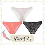 Lace Floral Briefs For Women | Sexy Women High-Cut Briefs Underwear Collection | Pack of 3 Brief Women Collection Set Perfect Women Panties