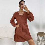 Long Sleeve Mini Boho Dress for Women | Crew-Neck Women Summer Sun Dress deal Gift For Her, Perfect for Beach & Parties