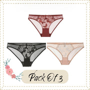 Floral Women Lace Briefs Underwear | Pack of 3 Women Panties Briefs Comfy Underwear Collection | Sexy Women Panties Set, Gift For Women