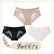 Floral Lace Briefs for Women | Pack of 3 High-Cut Brief Women's Brief Underwear | Sexy Panties Collection Set Ideal Women's Gift