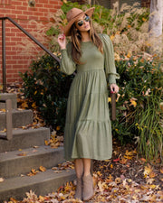 Bohemian Long Sleeve Fall Women Midi Dress  | Long Sleeve Autumn Solid Midi Dresses for Women | Perfect for Autumn and Fall Wear For Her