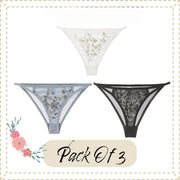 Women Lace Floral G-String Panties | Pack of 3 Women G-String Underwear Collection | G-String Collection Panties, Lingerie for Women