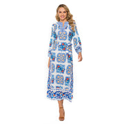 Long Sleeve Midi Floral Pattern Boho Dress | Boho Summer Long Sleeve Women Dresses Perfect Gift For Women | Ideal Beach & Parties Dress