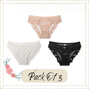 Floral Lace Briefs For Women | Pack of 3  Brief Women Underwear Collection | Sexy Panties Collection Ideal Lingerie for Her