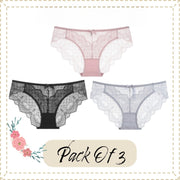 Lace Floral Briefs for Women | Sexy High-Cut Brief Underwear Set for Women | Pack of 3 Women's Brief Collection - Ultimate Panties Set