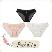 Lace bow pattern Briefs For Women | Sexy  Brief Underwear Collection Set | Pack of 3 Women Brief Collection Perfect Lingerie Panties Set