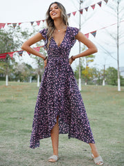 Short Sleeve Summer Women Maxi Dress Summer Floral Boho Sun Dresses for Women