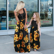 Sleeveless mommy and me dresses for mother and daughter matching set