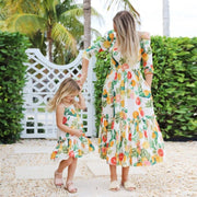 Half sleeve mommy and me dresses for mother and daughter matching sets