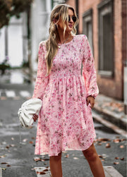 Long Sleeve Autumn Women Floral Dress Mini Boho Fall Dresses for Women