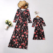 Long Sleeve Mommy and Me Dresses for Mother and Daughter Matching Dresses