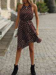 Sleeveless Polka Dot Pattern Women's Summer Mini Boho Dress