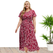 Robe mi-longue à manches courtes et grande taille pour femmes