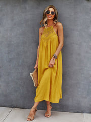 Sleeveless Midi Dot Pattern Summer Women Sun Dress