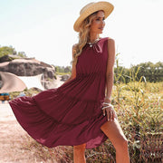 Sleeveless Midi Pattern Summer Women Sun Dress | Beautiful Boho Summer Sun Dresses